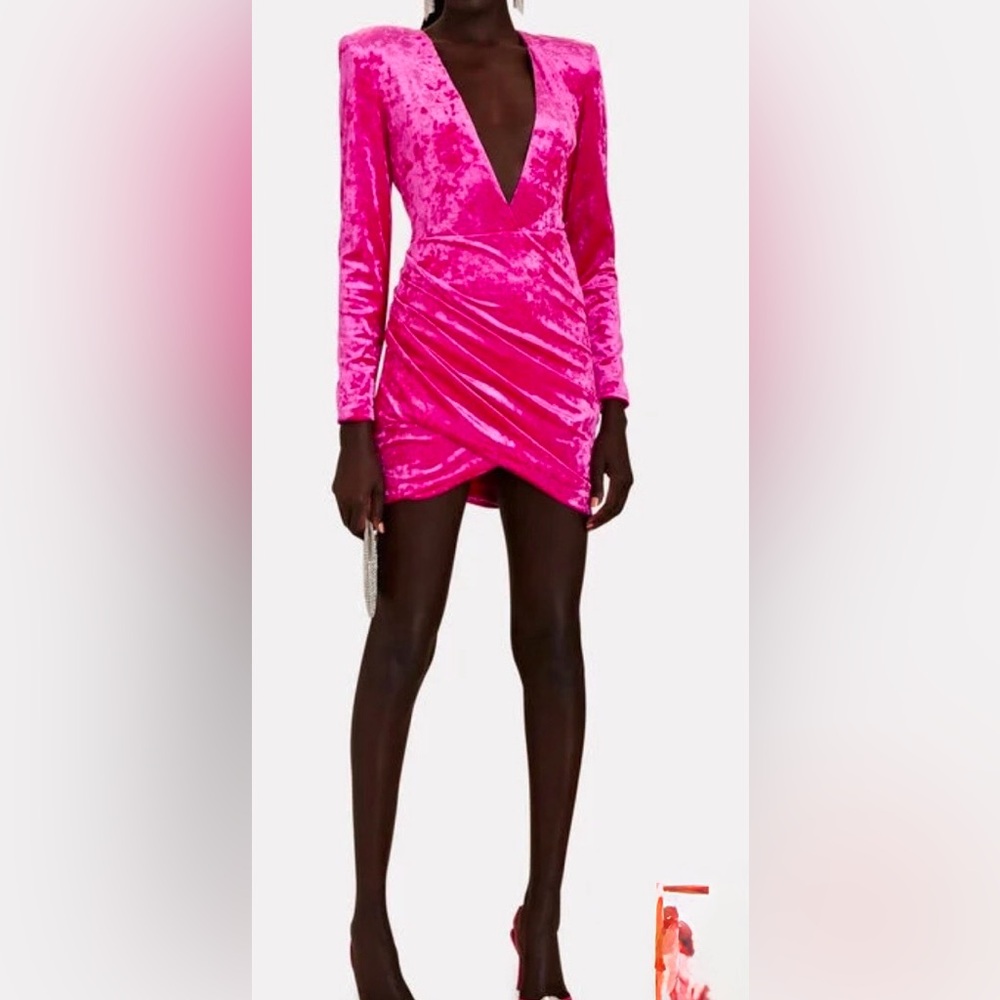 Ronny Kobo Collection Hot Pink Velvet Mini Dress